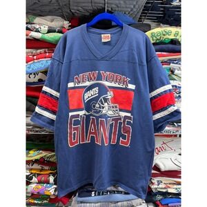 Vintage Team Rated New York Giants V-Neck Jersey T-Shirt Mens XL Blue USA Made
